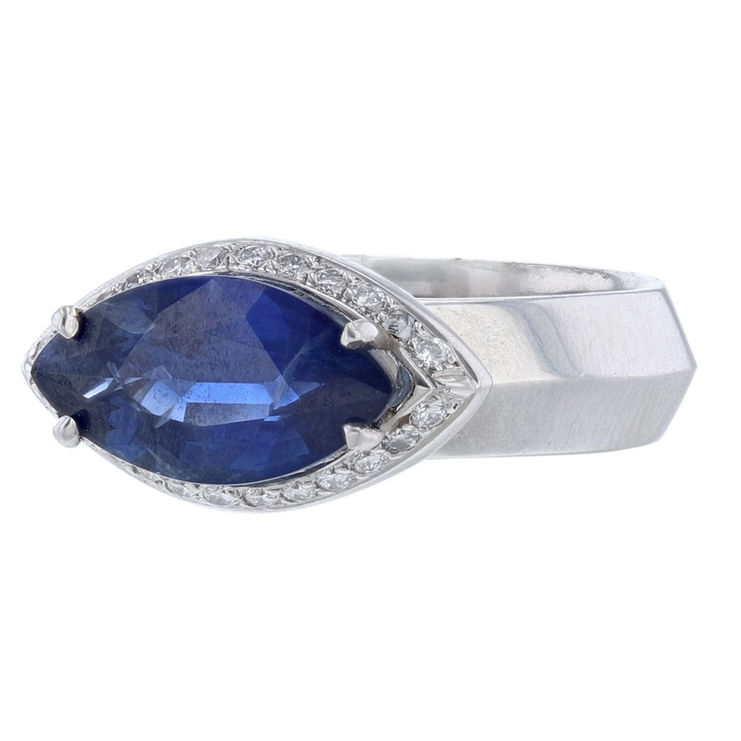 Platinum Blue Marquise Sapphire Diamond Ring
