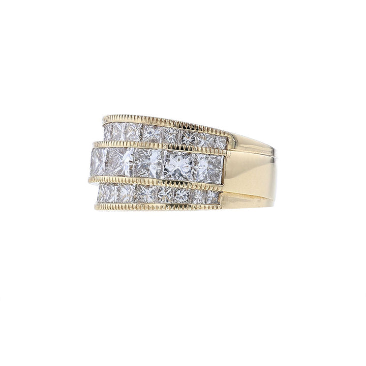 14K Yellow Gold Princess Cut Diamond Channel Ring