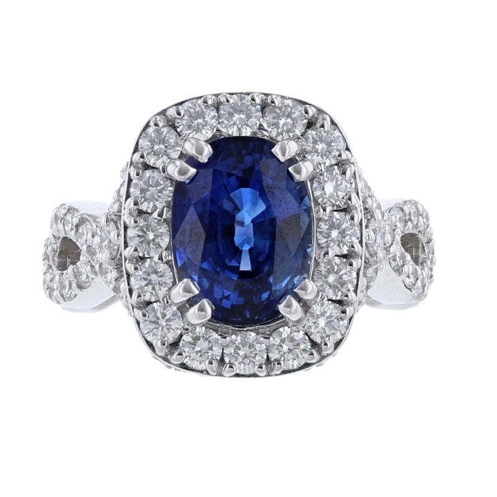 Oval Natural Corundum Sapphire Diamond Ring