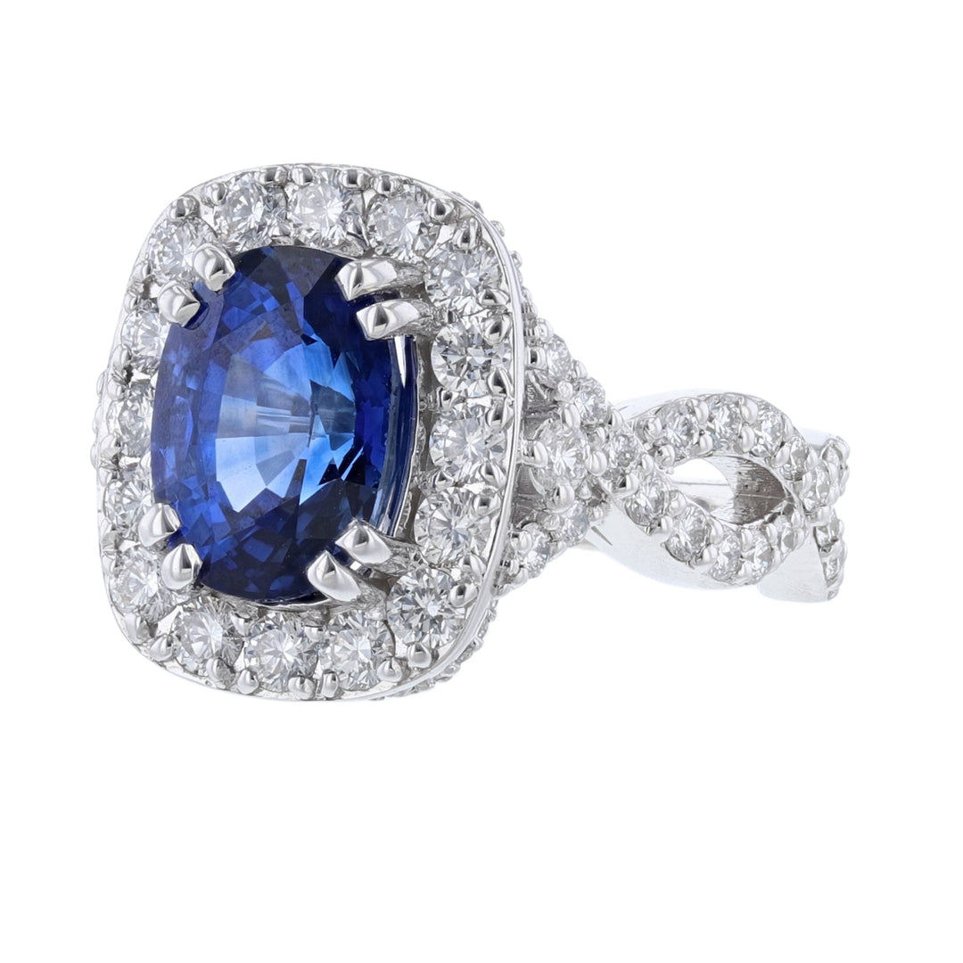 Oval Natural Corundum Sapphire Diamond Ring