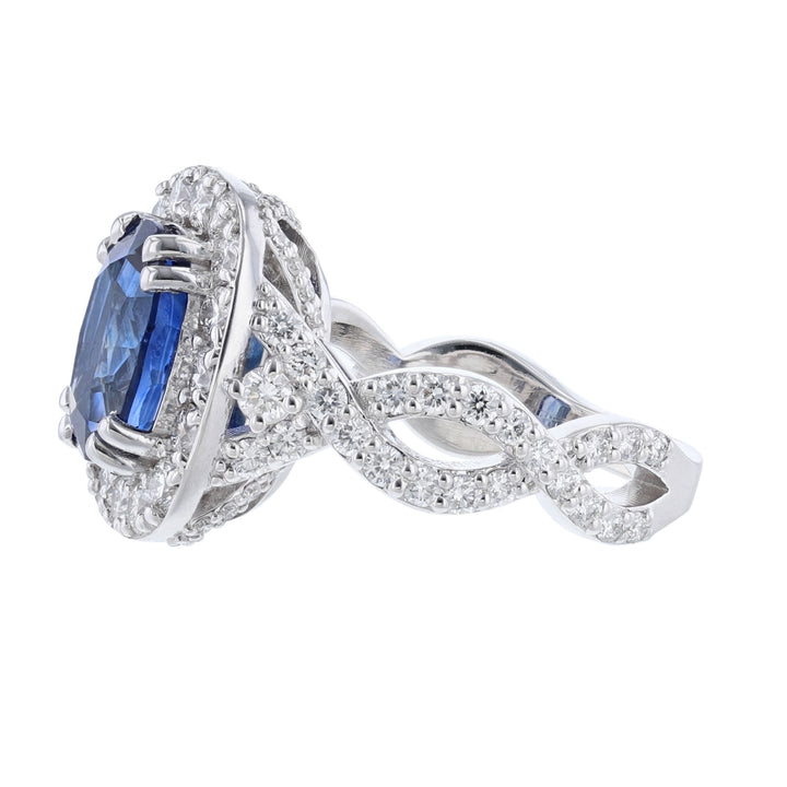 Oval Natural Corundum Sapphire Diamond Ring