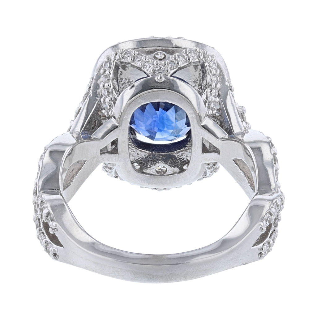 Oval Natural Corundum Sapphire Diamond Ring