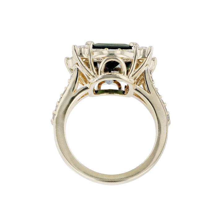 Green Tourmaline Diamond Split Shank Ring