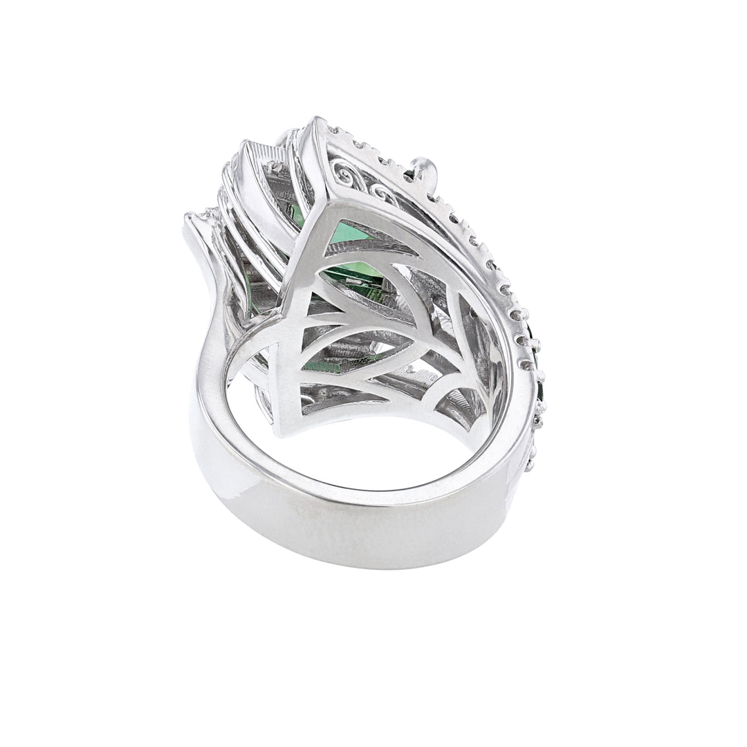 Green Tourmaline Tsavorite Diamond Ring