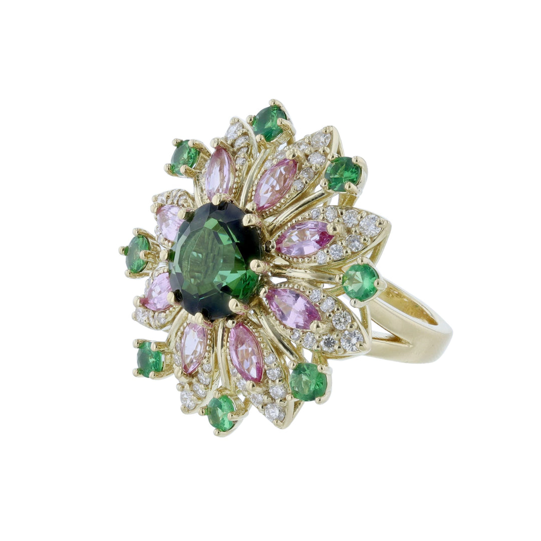 14K Yellow Gold Multi-Gemstone Ring