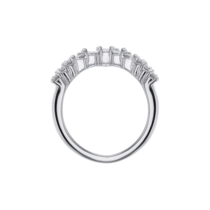 V- Shaped Emerald & Round Diamond Band