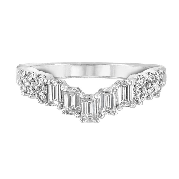 Round & Emerald Diamond Contour Band