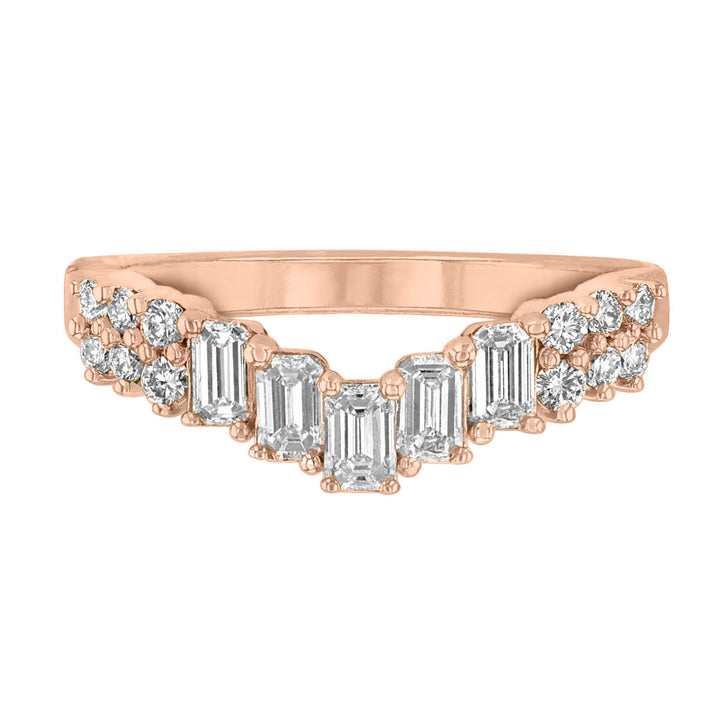 Round & Emerald Diamond Contour Band