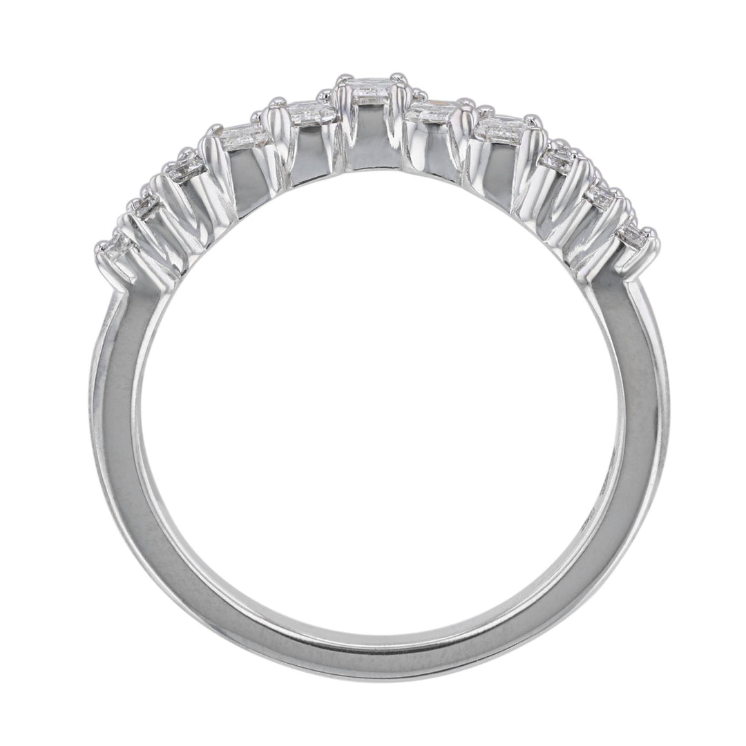 Round & Emerald Diamond Contour Band
