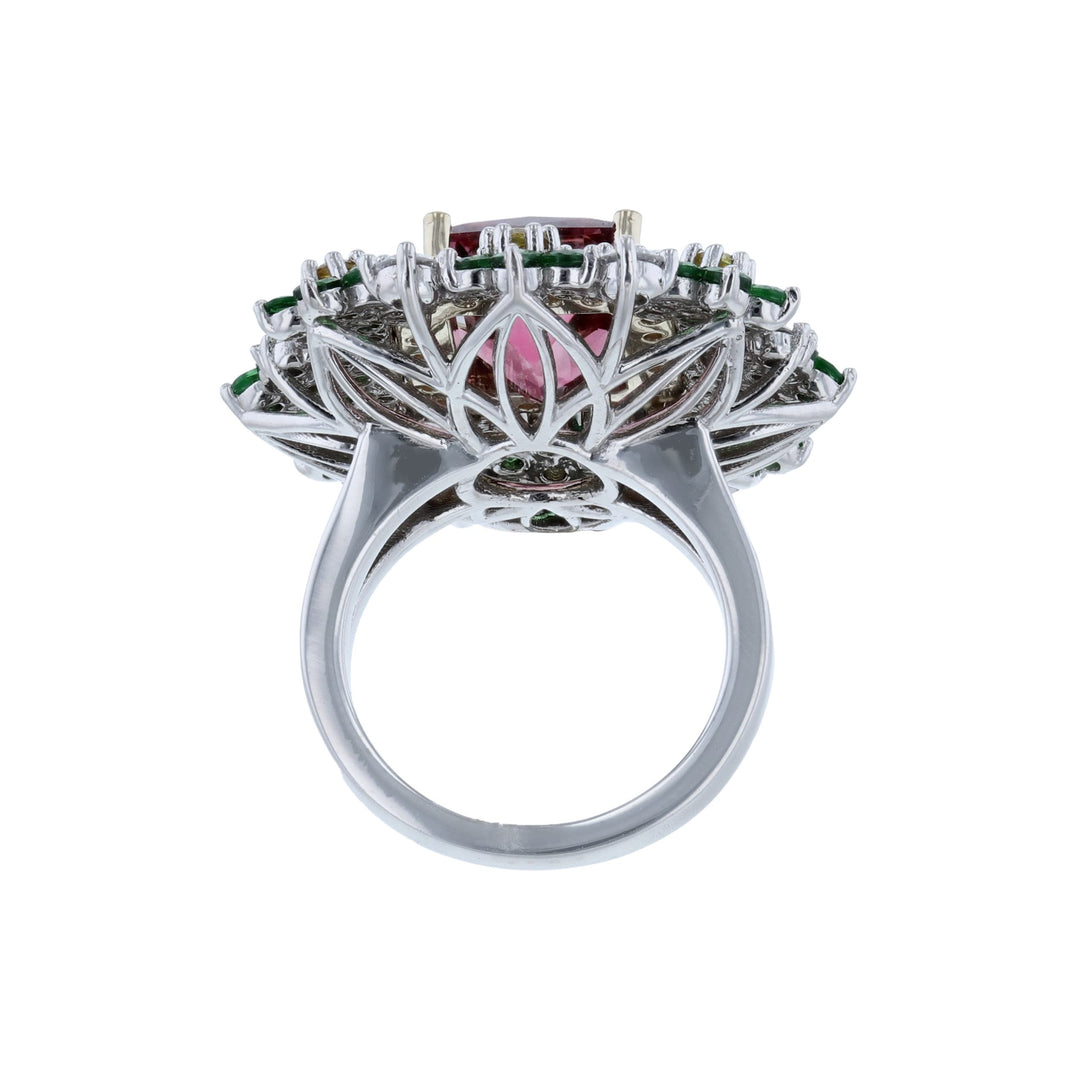 14K White & Yellow Gold Multi-Gemstone Ring