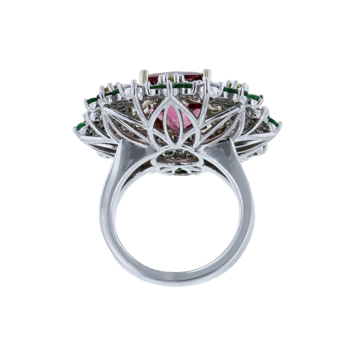 14K White & Yellow Gold Multi-Gemstone Ring