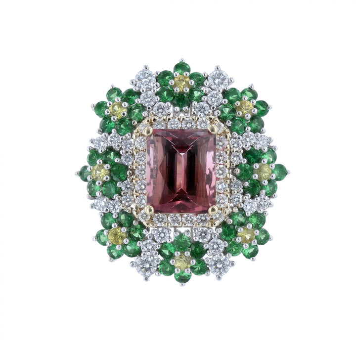14K White & Yellow Gold Multi-Gemstone Ring