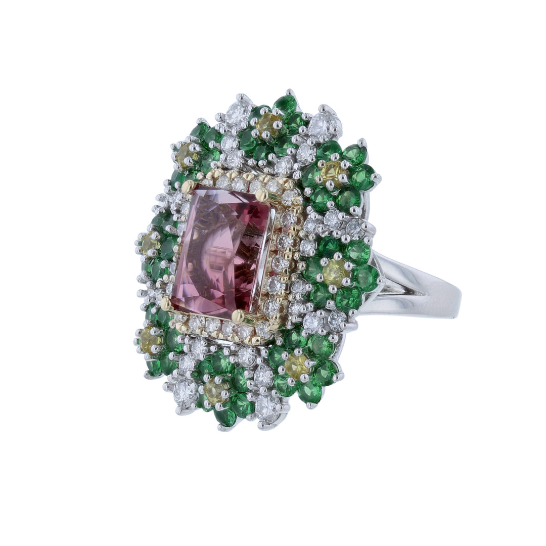 14K White & Yellow Gold Multi-Gemstone Ring