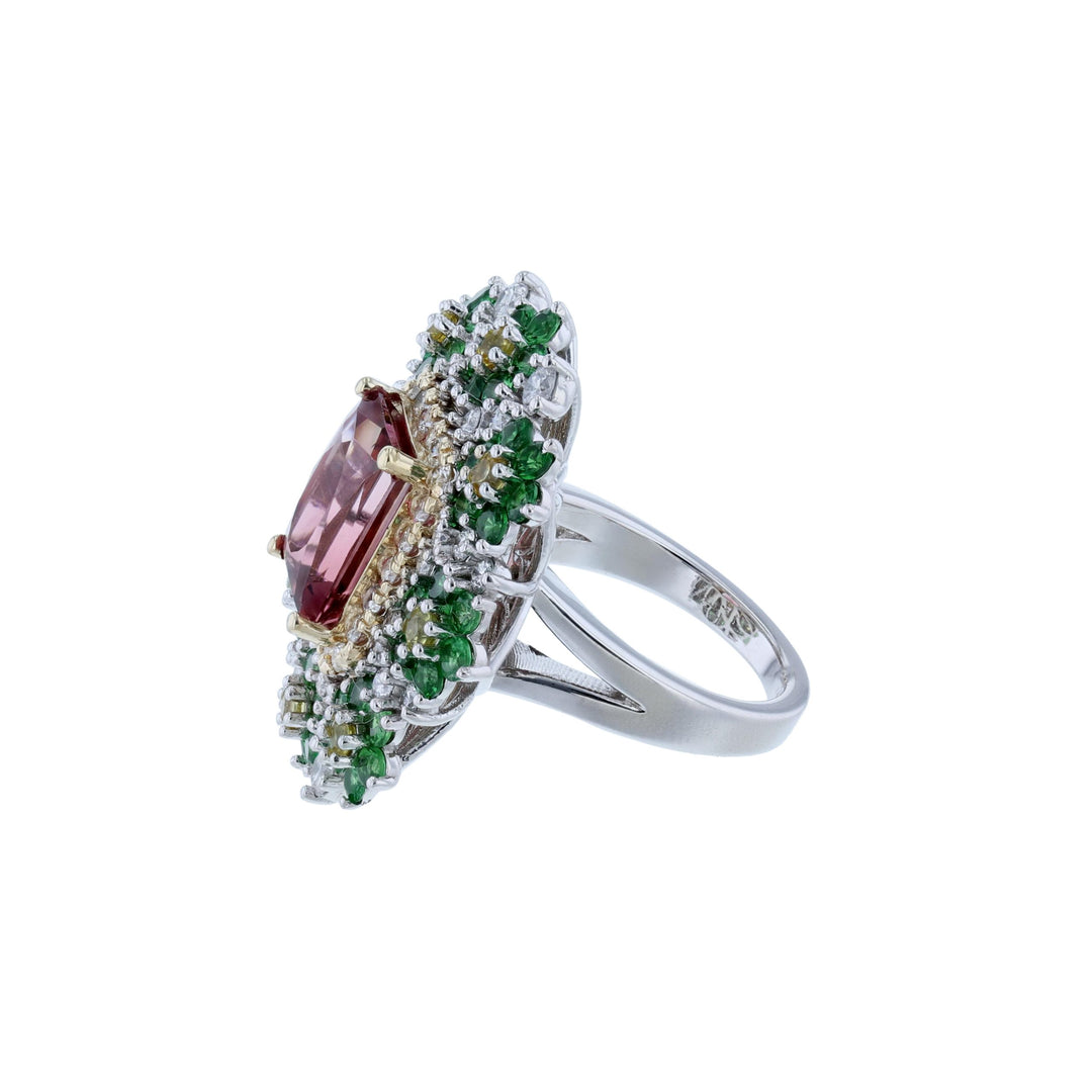 14K White & Yellow Gold Multi-Gemstone Ring
