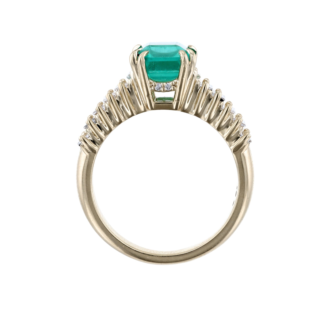 Emerald with Baguette Diamonds Ring