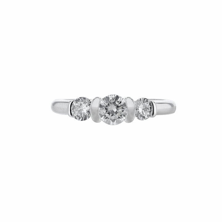 Open Bezel Three Stone Diamond Ring, 0.73ct.