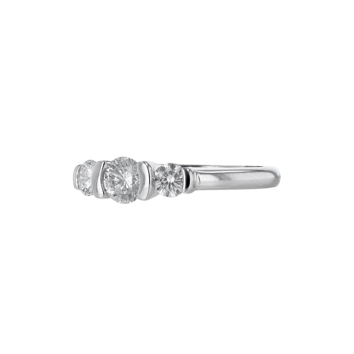 Open Bezel Three Stone Diamond Ring, 0.73ct.