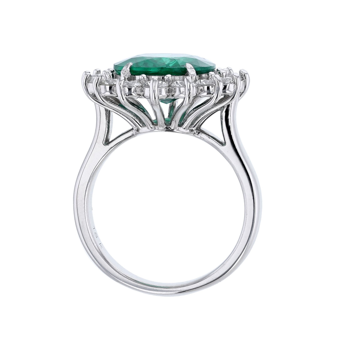 Round Emerald Diamond Halo Ring, 5.92ct