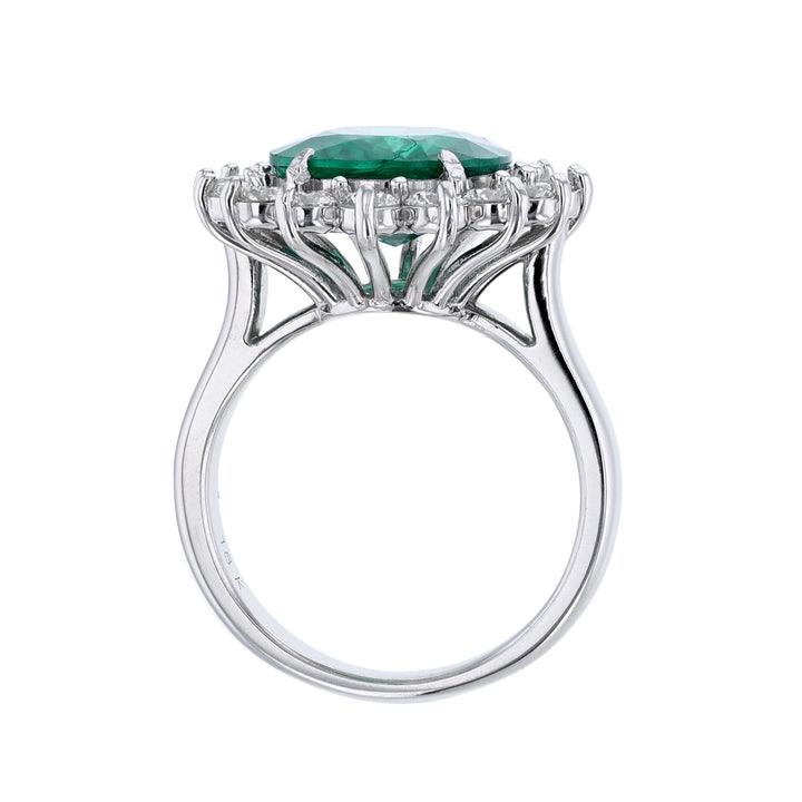 Round Emerald Diamond Halo Ring, 5.92ct