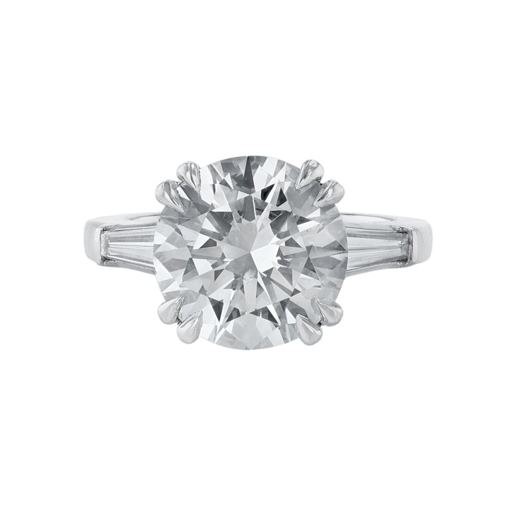Three-Stone Round Baguette Diamond Ring