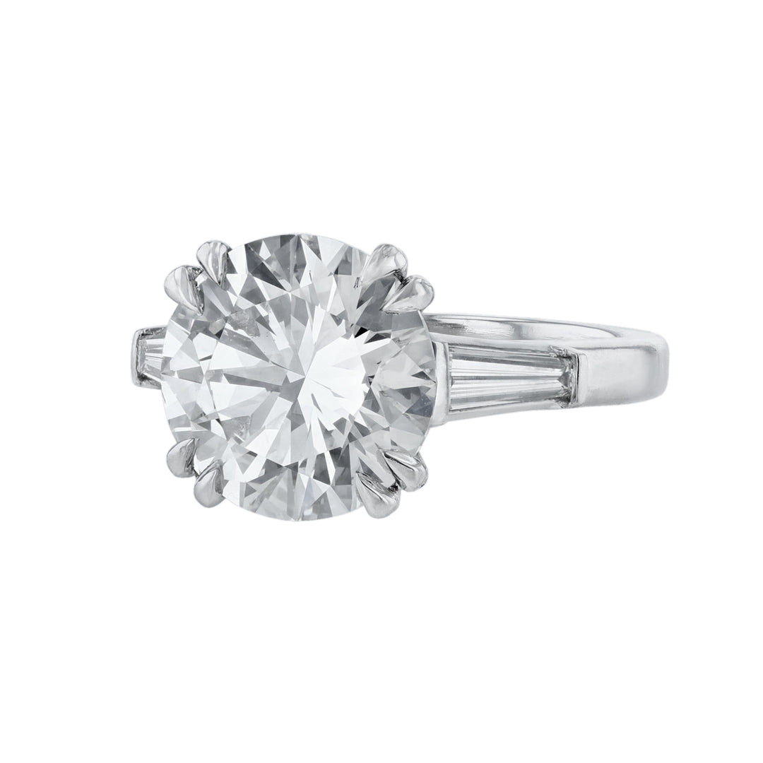 Three-Stone Round Baguette Diamond Ring