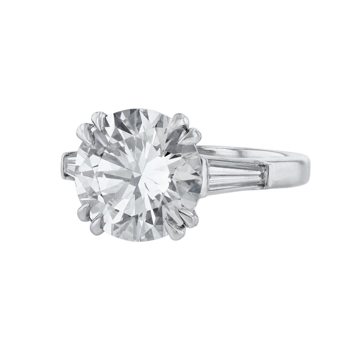 Three-Stone Round Baguette Diamond Ring