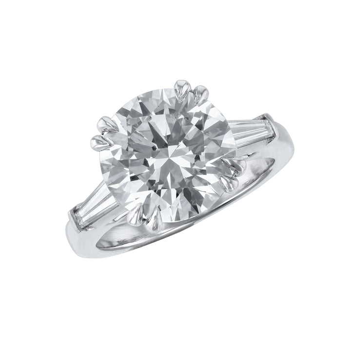 Three-Stone Round Baguette Diamond Ring