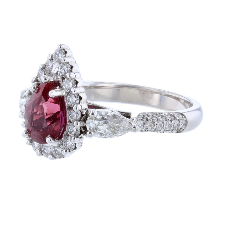 14K White Gold Corundum Ruby Diamond Ring