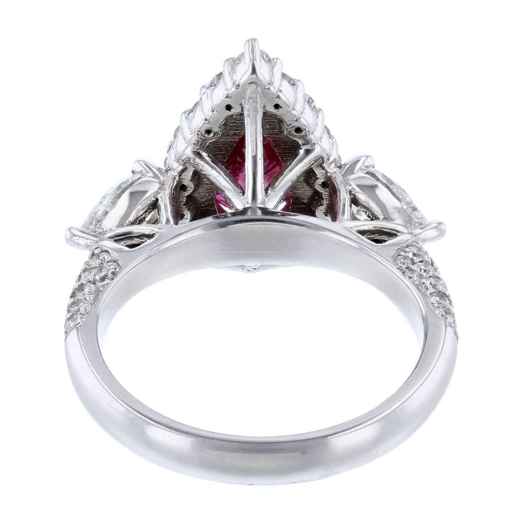 14K White Gold Corundum Ruby Diamond Ring