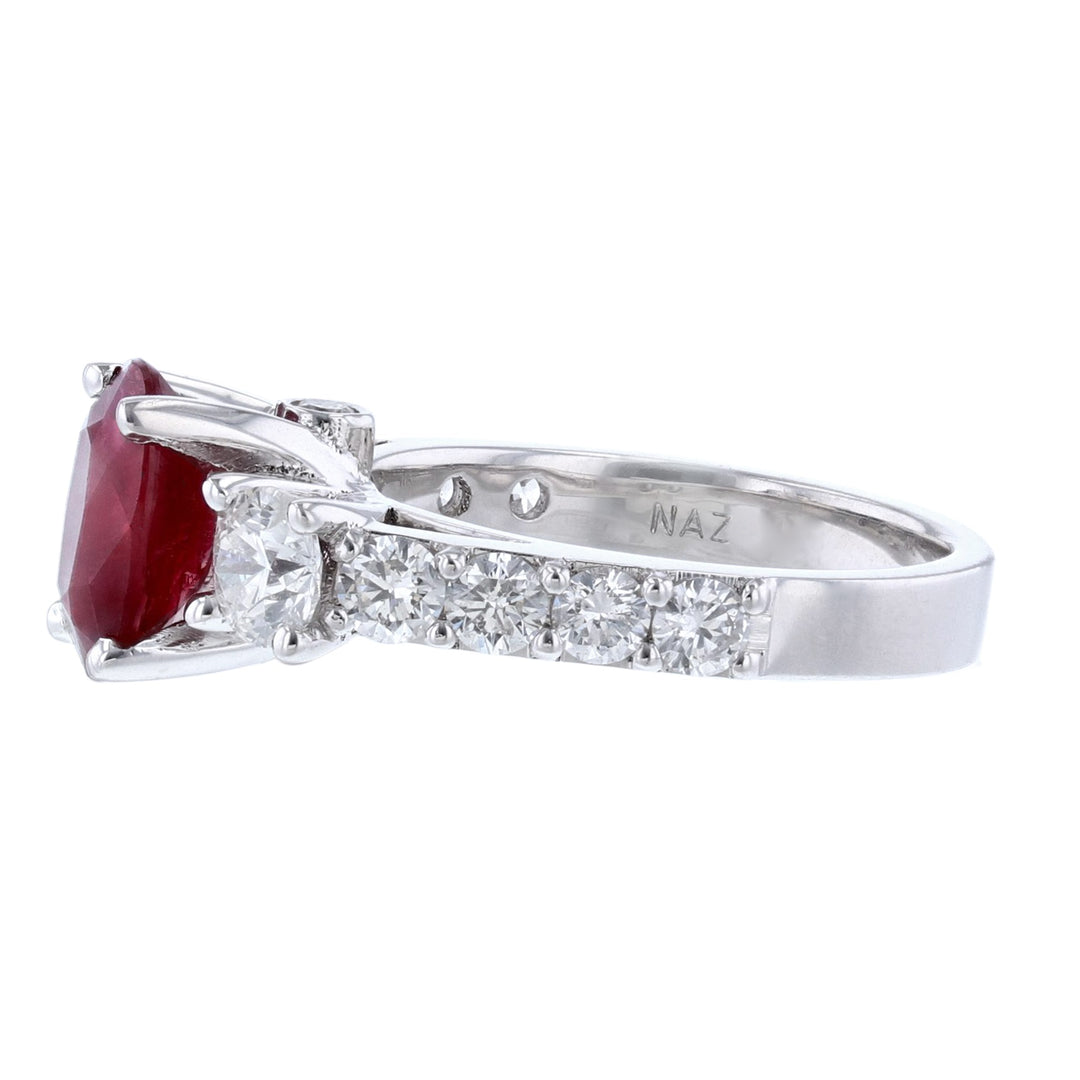 Oval Corundum No Heat Ruby Diamond Ring