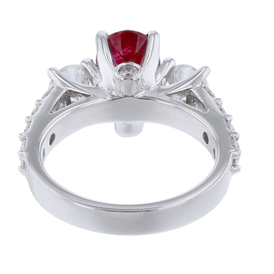 Oval Corundum No Heat Ruby Diamond Ring