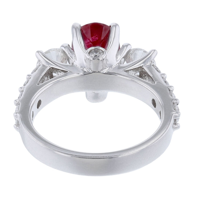 Oval Corundum No Heat Ruby Diamond Ring