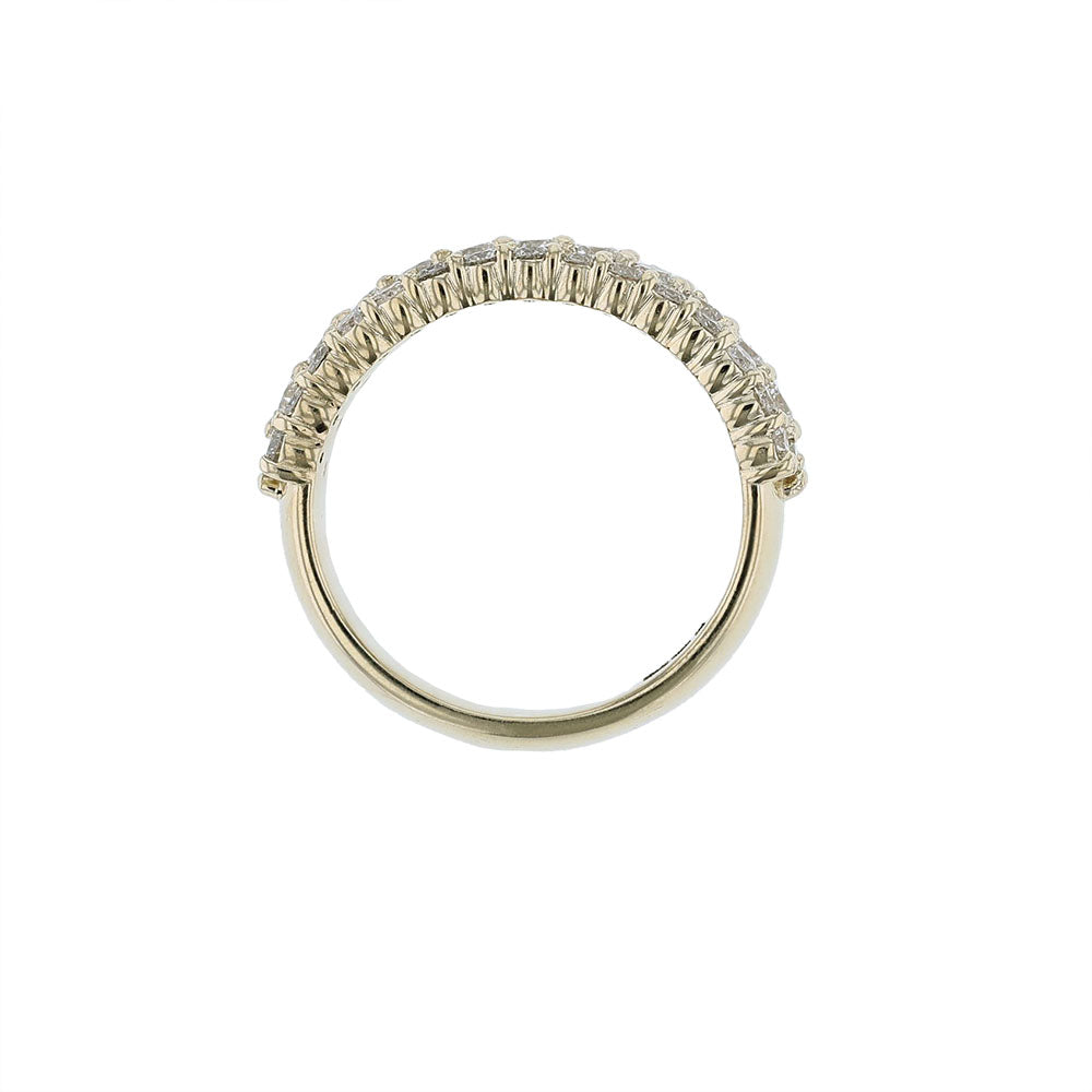 14K Yellow Gold Wide Three Row Diamond Band