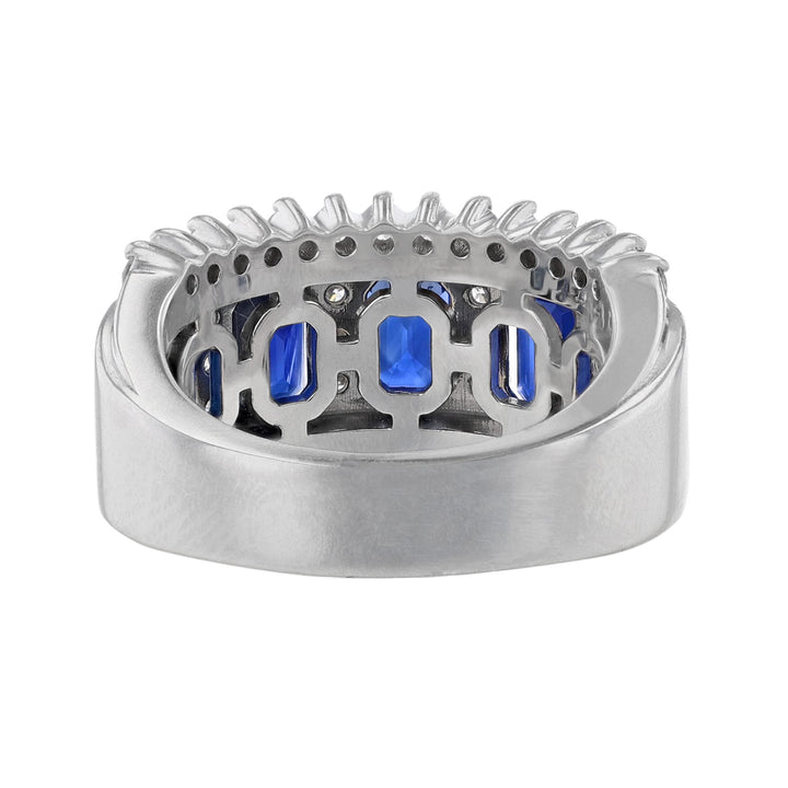 Channel Blue Sapphire Diamond Ring