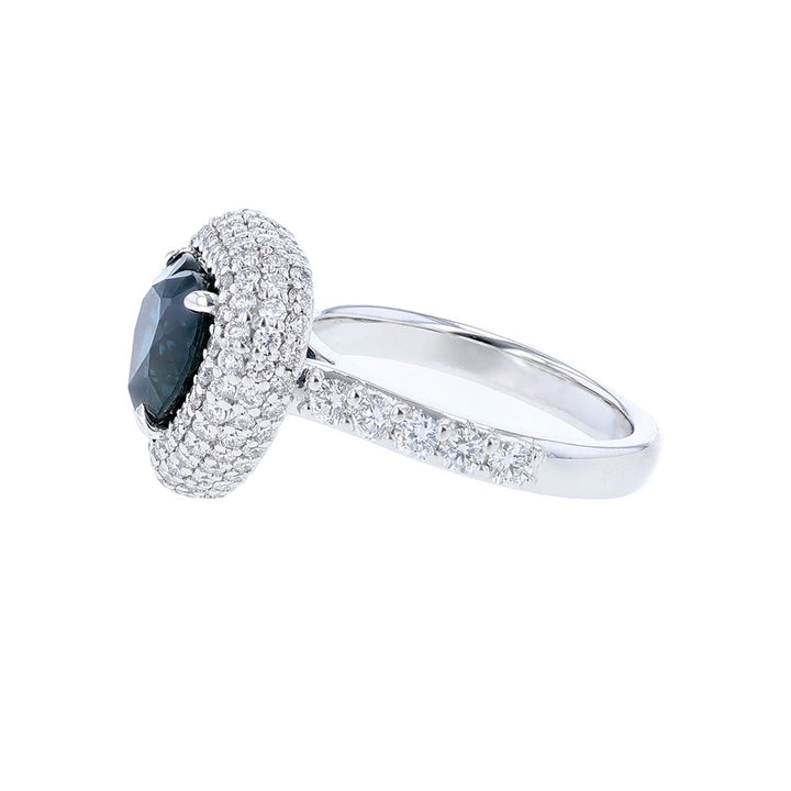 14K White Gold Sapphire Diamond Heart Shape Ring