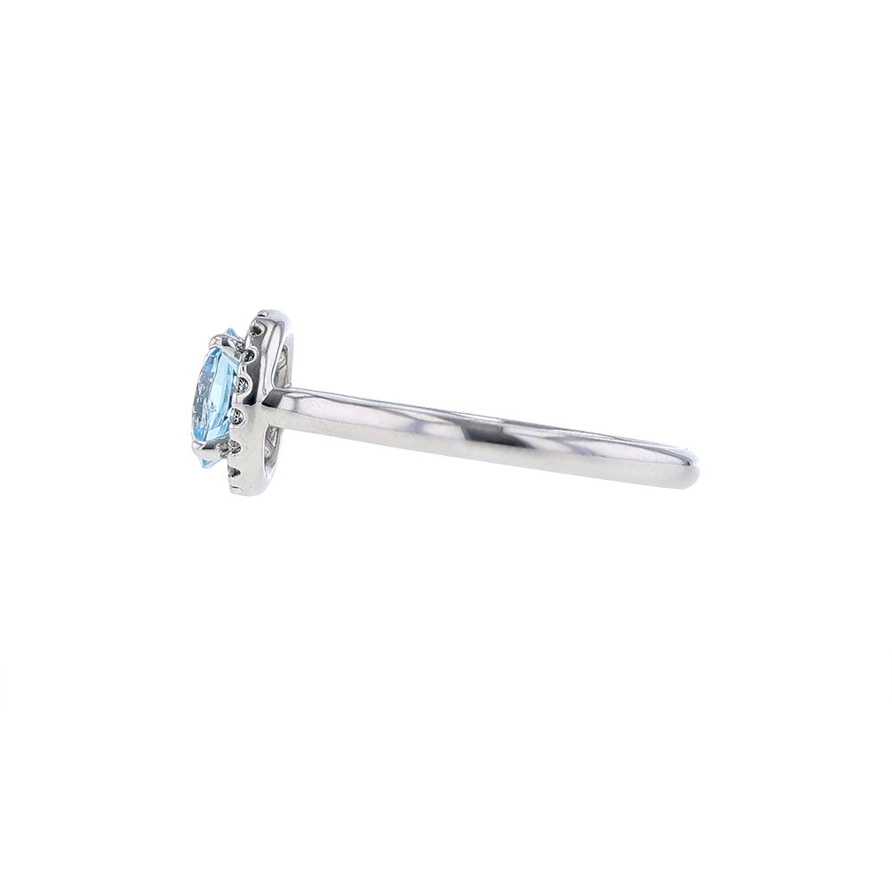 14K White Gold Aquamarine Diamond Ring