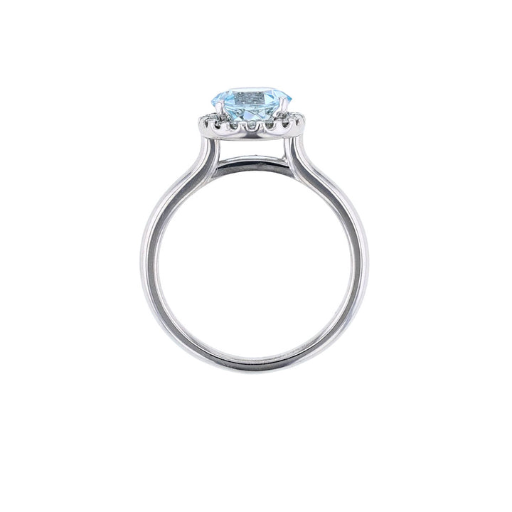 14K White Gold Aquamarine Diamond Ring