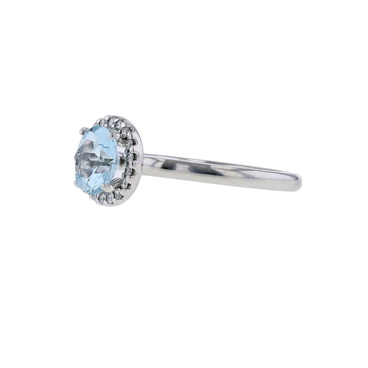 14K White Gold Aquamarine Diamond Ring