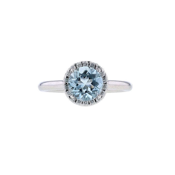 14K White Gold Aquamarine Diamond Ring