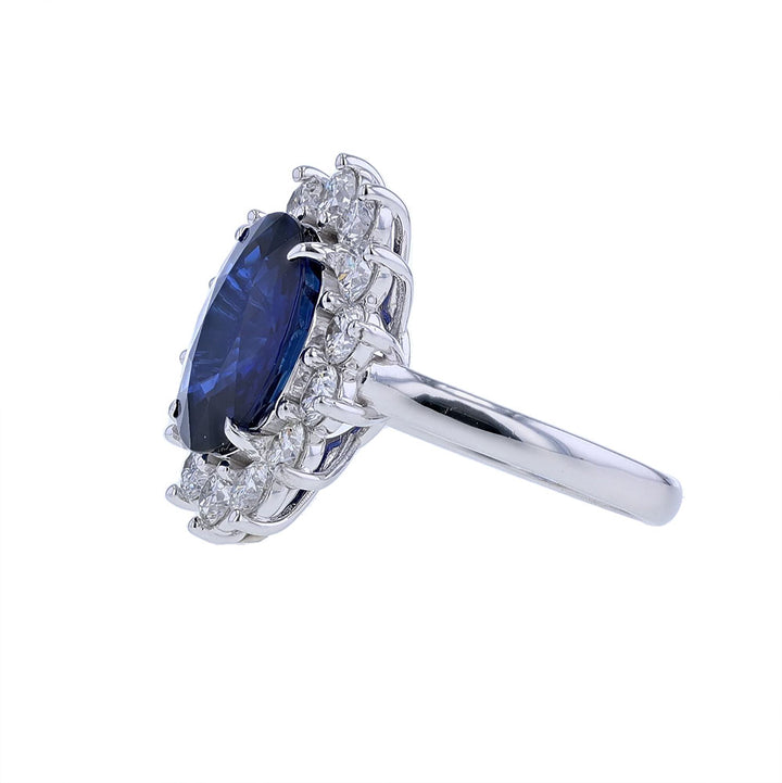 18K White Gold Certified  Sri Lanka Sapphire Diamond Ring