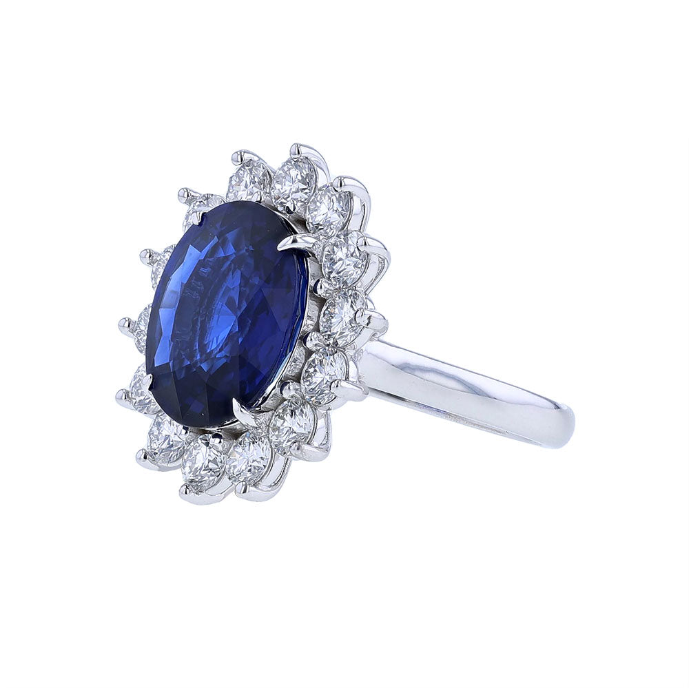 18K White Gold Certified  Sri Lanka Sapphire Diamond Ring