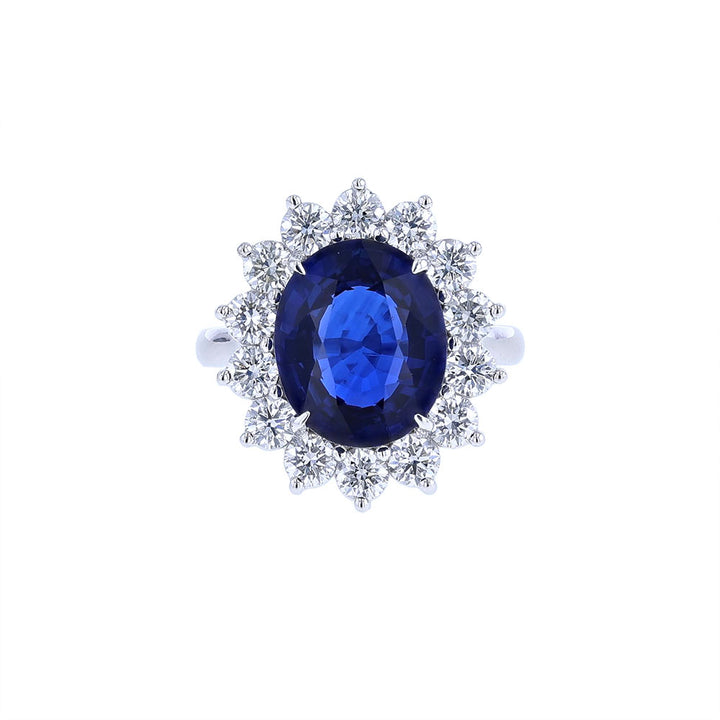 18K White Gold Certified  Sri Lanka Sapphire Diamond Ring