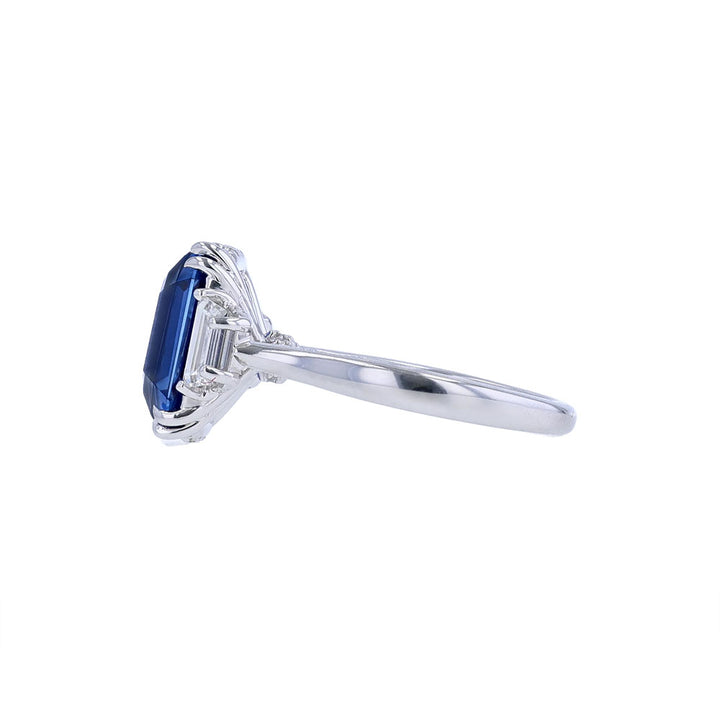 18K White Gold Certified Ceylon Sapphire Diamond Ring
