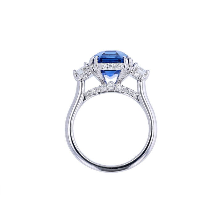 18K White Gold Certified Ceylon Sapphire Diamond Ring