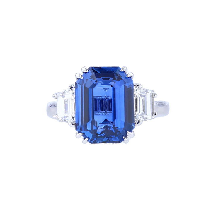 18K White Gold Certified Ceylon Sapphire Diamond Ring