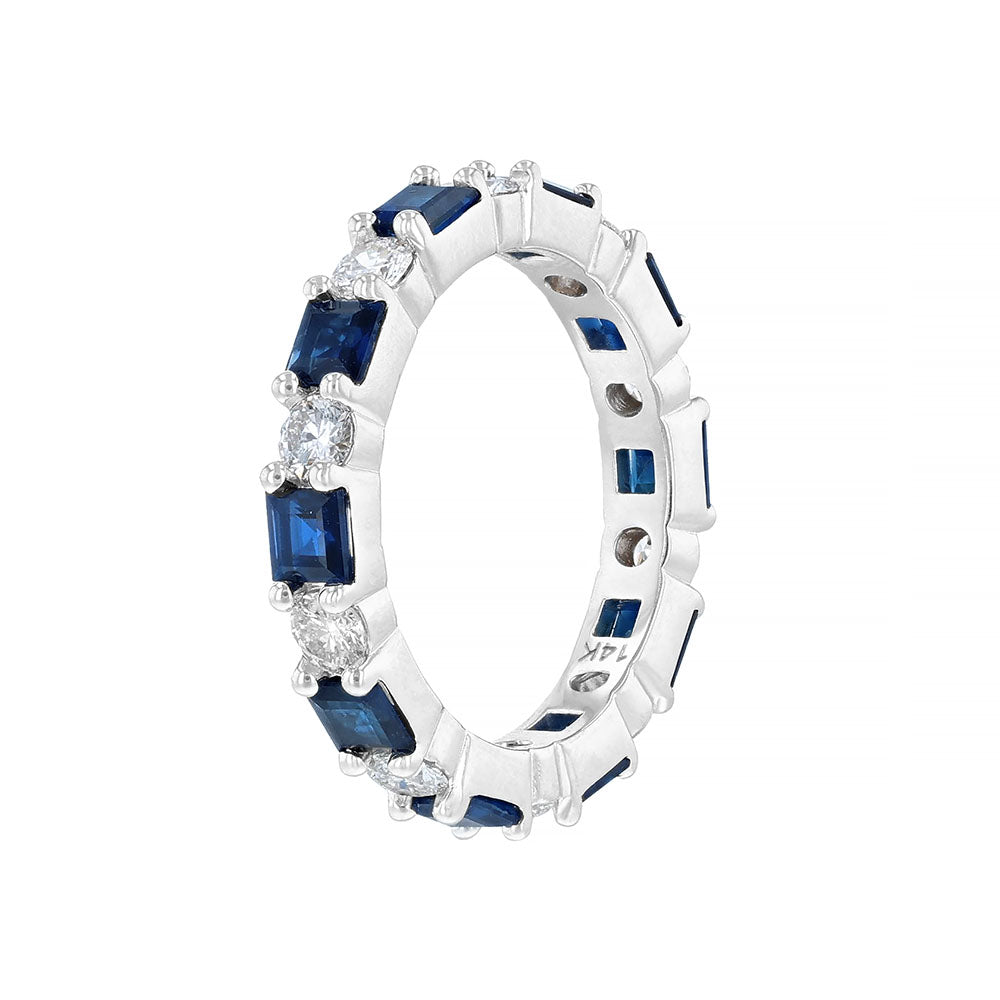 Blue Sapphire Diamond Eternity Band