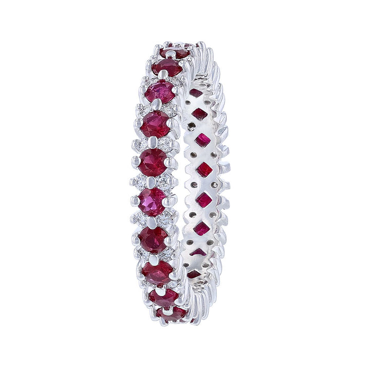 14K White Gold Diamond Ruby Eternity Band
