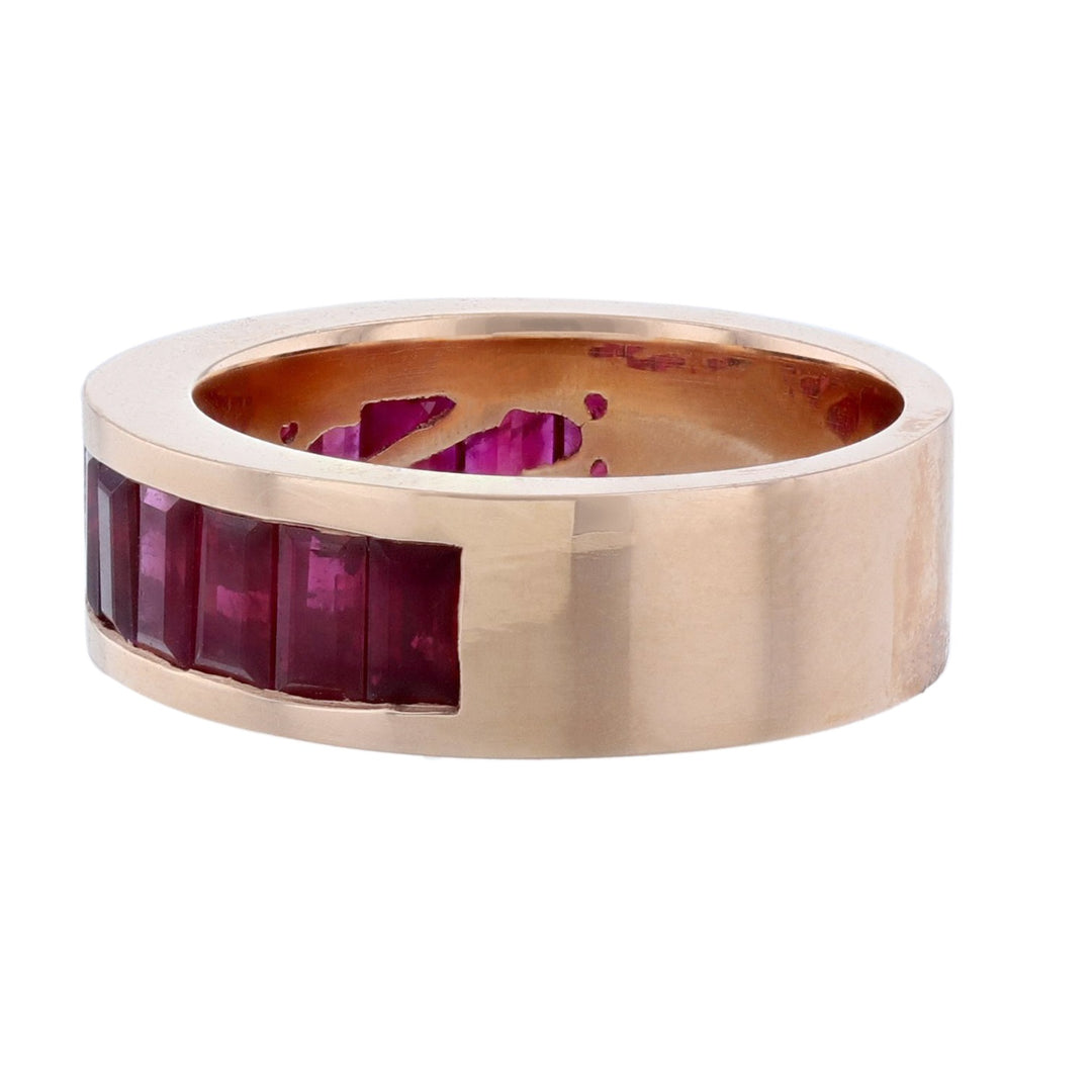 Princess Cut Diamond Baguette Ruby Band