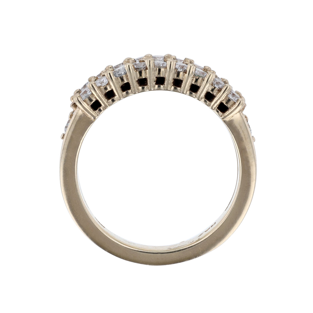 14K Yellow Gold Emerald Row Diamond Ring