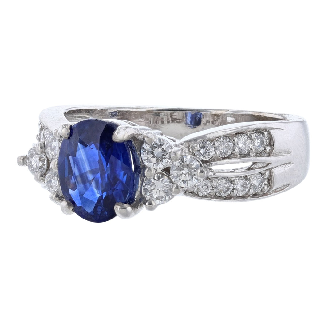 Oval Blue Sapphire Diamond Ring